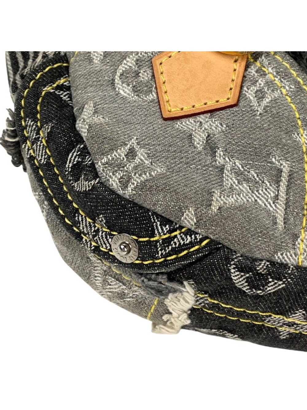 Louis Vuitton Pouch Monogram Denim Patchwork Shoulder Bag Black Gray - Picture 3 of 10